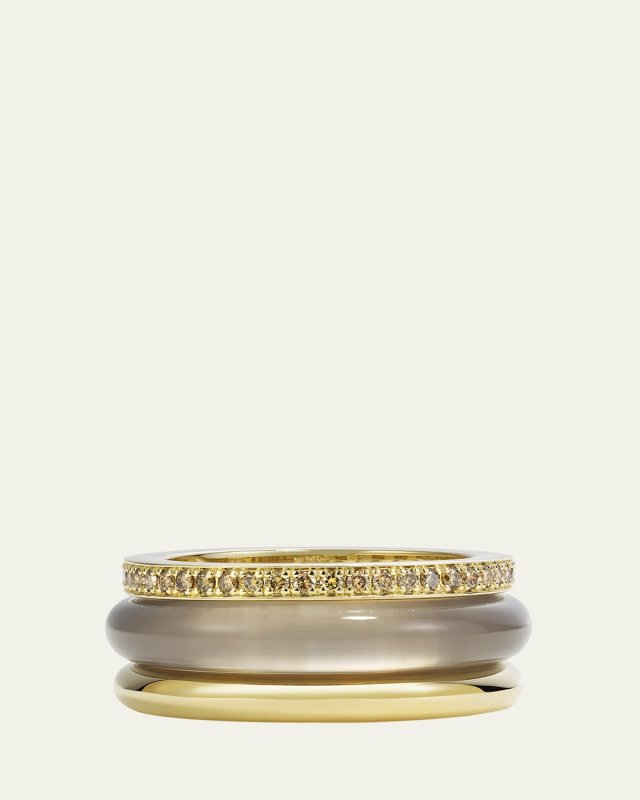 Slim Ring Stack, Grey Agate